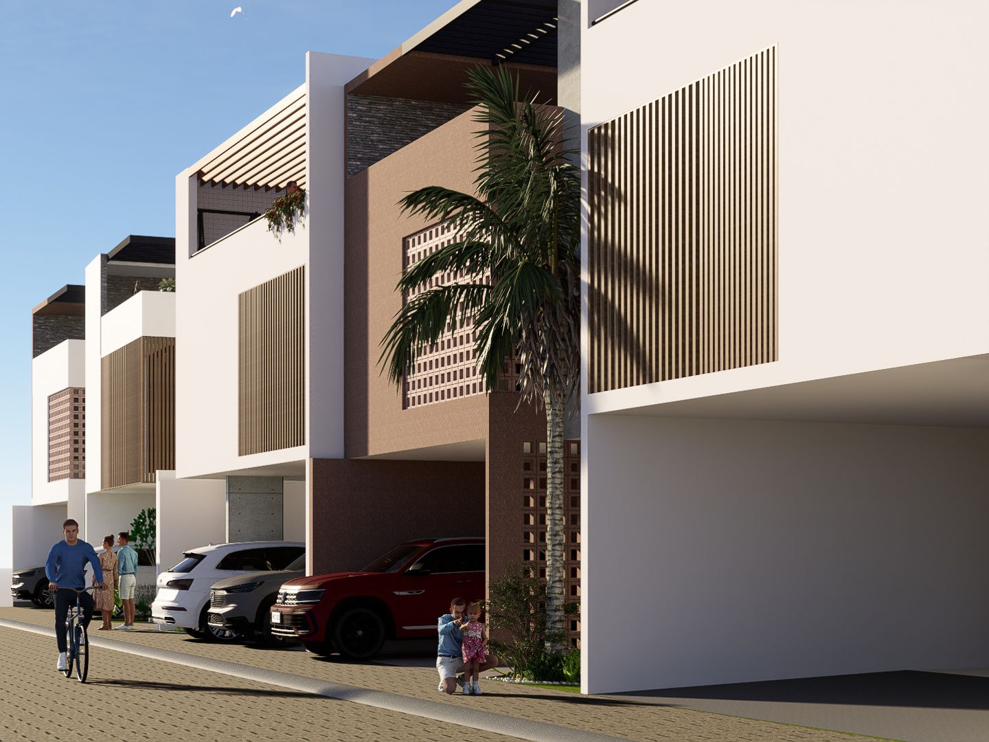 Conjunto Residencial PERSA - Vista angular con volumetría y celosías contemporáneas